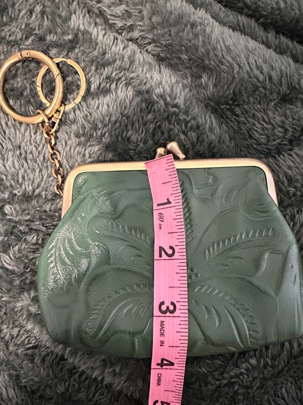 NWOT Patricia Nash Leather Floral Embossed Coin Purse - Dark Green - Picture 8 of 8